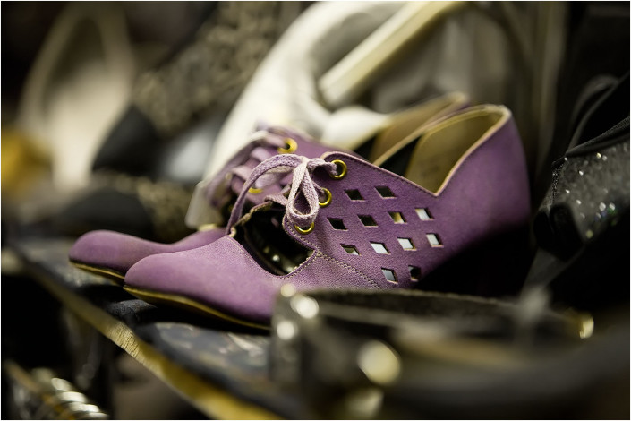 purple shoes in market