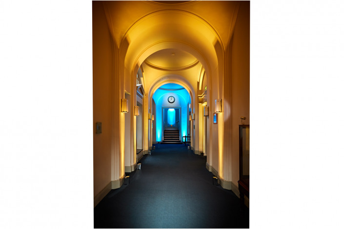 venue interior hallway with coloured lighting