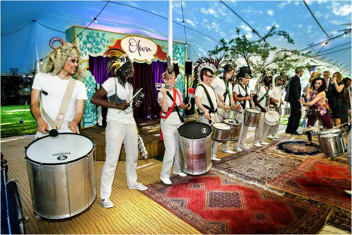 lively drum band playing at a pary